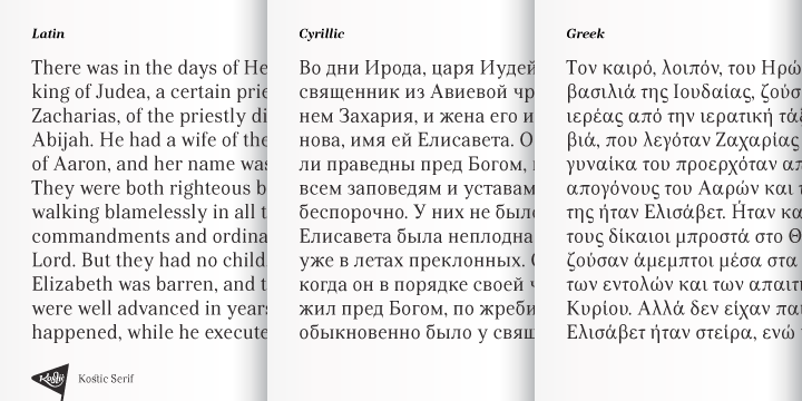 Beispiel einer Kostic Serif Medium-Schriftart